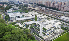 An aerial view of the expansive grounds of the Early Learning Village.
Photo from Bogle Architects.